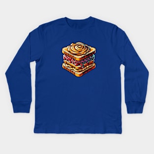 Peanut Butter And Jelly Toast Kawaii Vintage Sandwich Yummy Breakfast Kids Long Sleeve T-Shirt